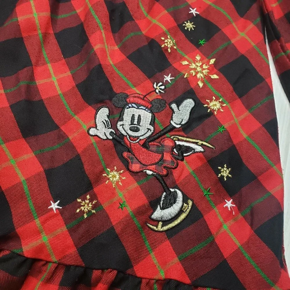 Girls Disney Store Mickey Minnie Mouse Plaid Christmas Nightgown Sz 3 Pajamas